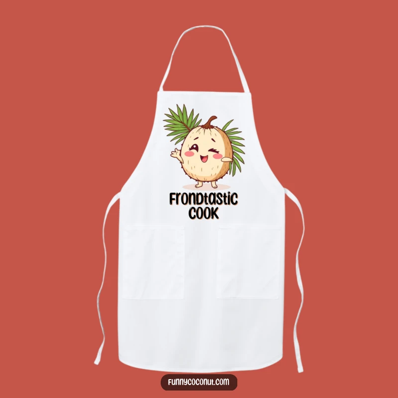 Funny Coconut Pose Apron: Winking Chef Character, Perfect Kitchen Gift