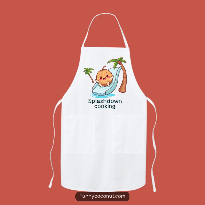 Funny Coconut Waterslide Apron: Splashy Summer Humor for Your Kitchen