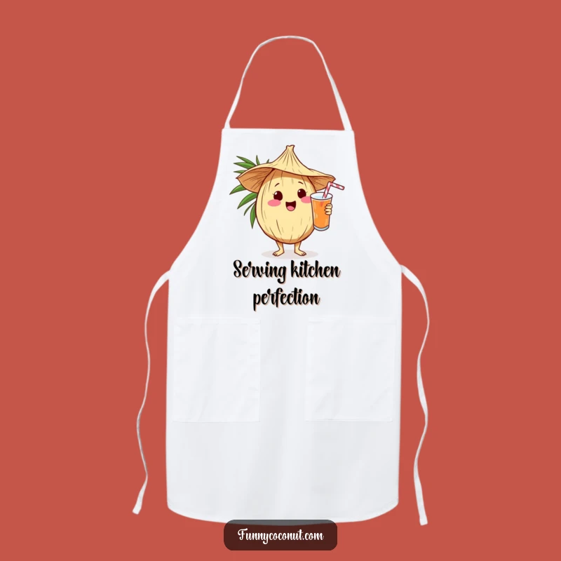 Funny Kawaii Coconut Serving Drink Apron - Culinary Tropical Cheer Gift
