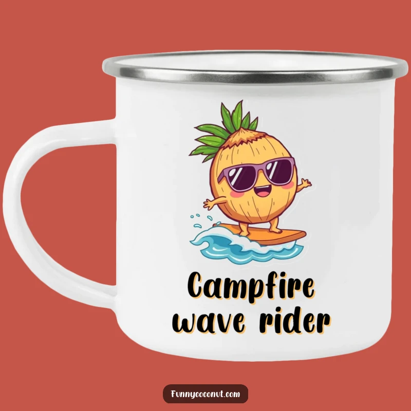 Funny Coconut Surfer Camping Mug: Cool Campfire Buddy, Durable and Hilarious Gift!