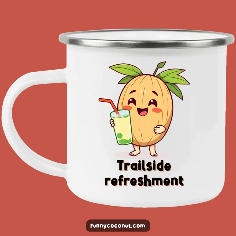 Funny Cheerful Coconut Camping Mug: Refreshing Drink Gift for Outdoor Joy