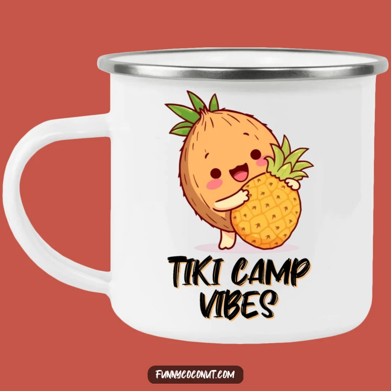 Funny Coconut Camping Mug: Tropical Bopping Character Flower Gift