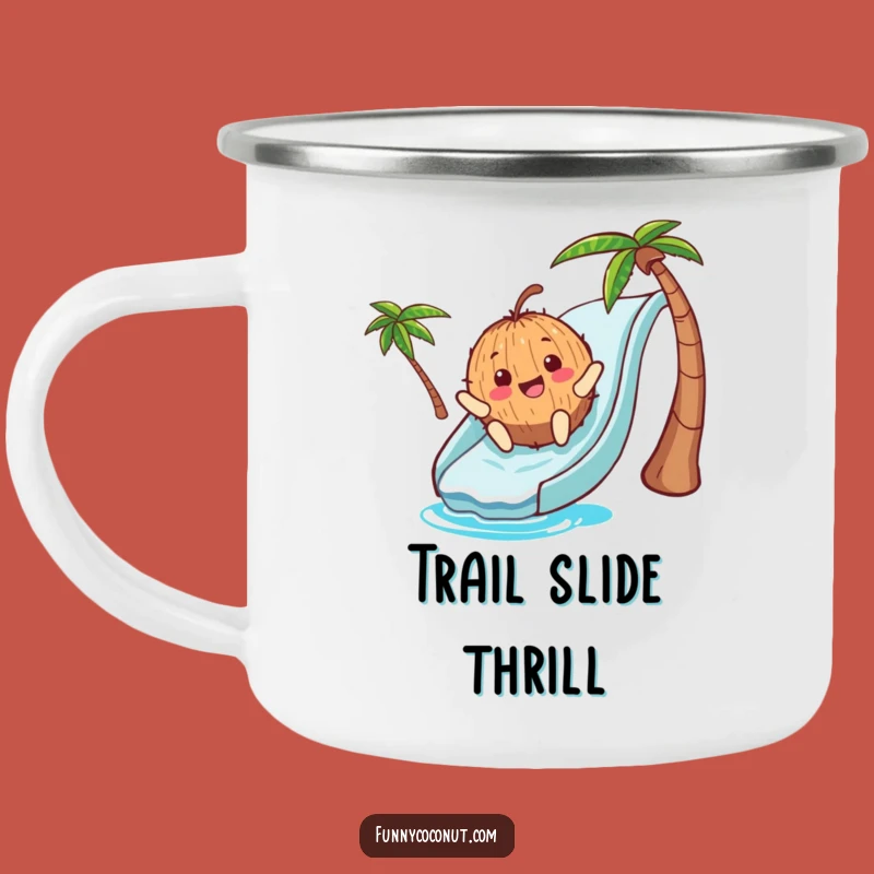Funny Coconut Waterslide Camping Mug: Rugged Summer Fun for Outdoor Adventures