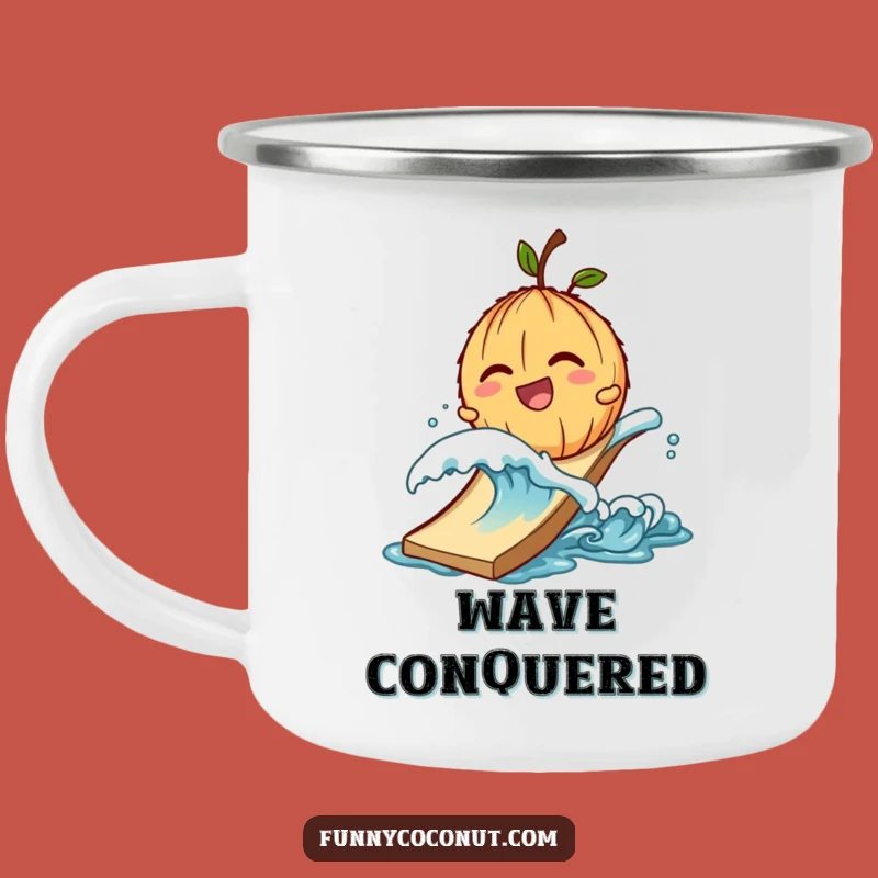 Funny Giggling Coconut Wave Slide Camping Mug - Beach Outdoor Fun