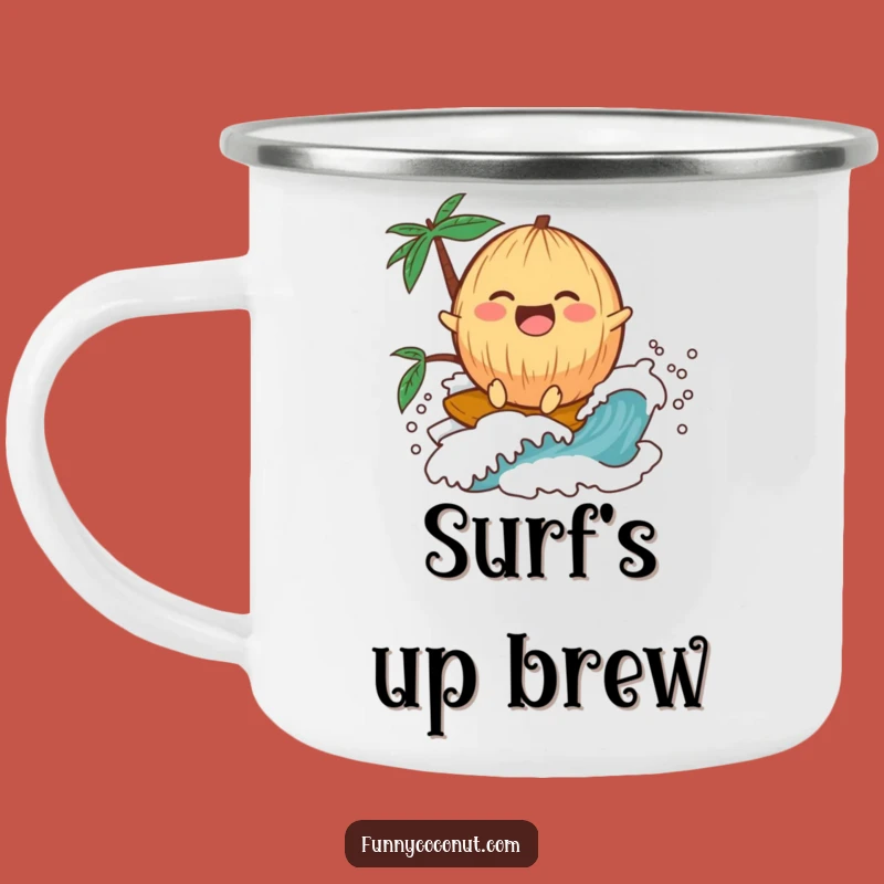 Funny Laughing Coconut Camping Mug: Sip Tropical Joy Outdoors