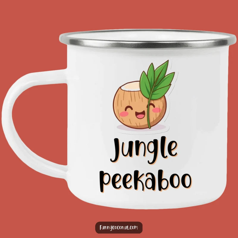 Funny Coconut Camping Mug: Laughing Tropical Character Flower Gift