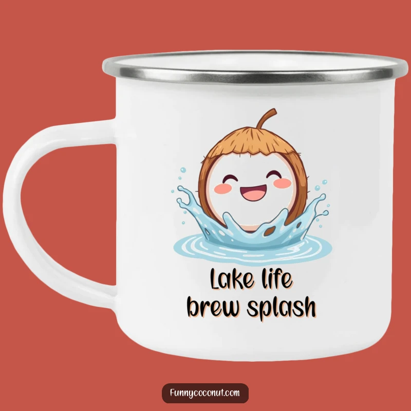 Funny Camping Mug: Splashing Coconut - Rustic & Humorous Water Fun Gift