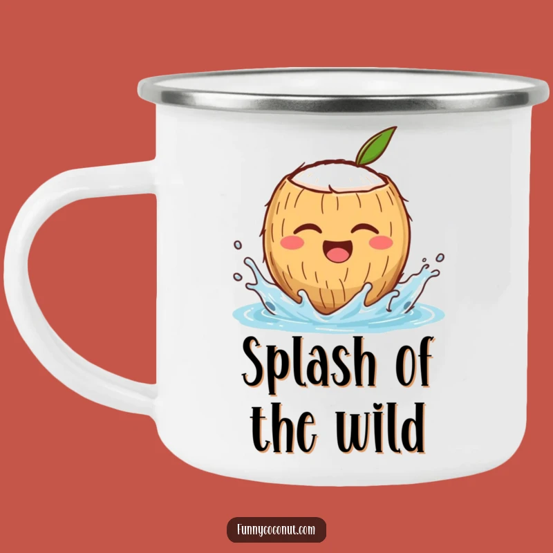 Funny Winking Coconut Camping Mug: Joyful Splash, Perfect Outdoor Gift