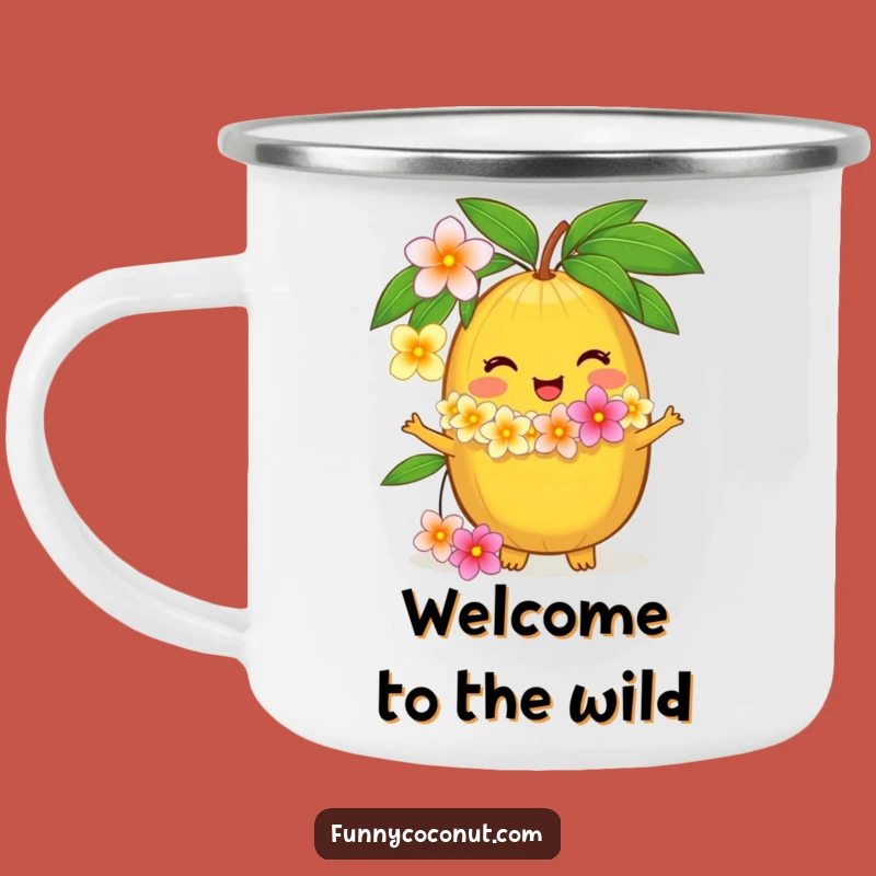Funny Coconut Lei Camping Mug: Delighted Welcome, Perfect Outdoor Gift