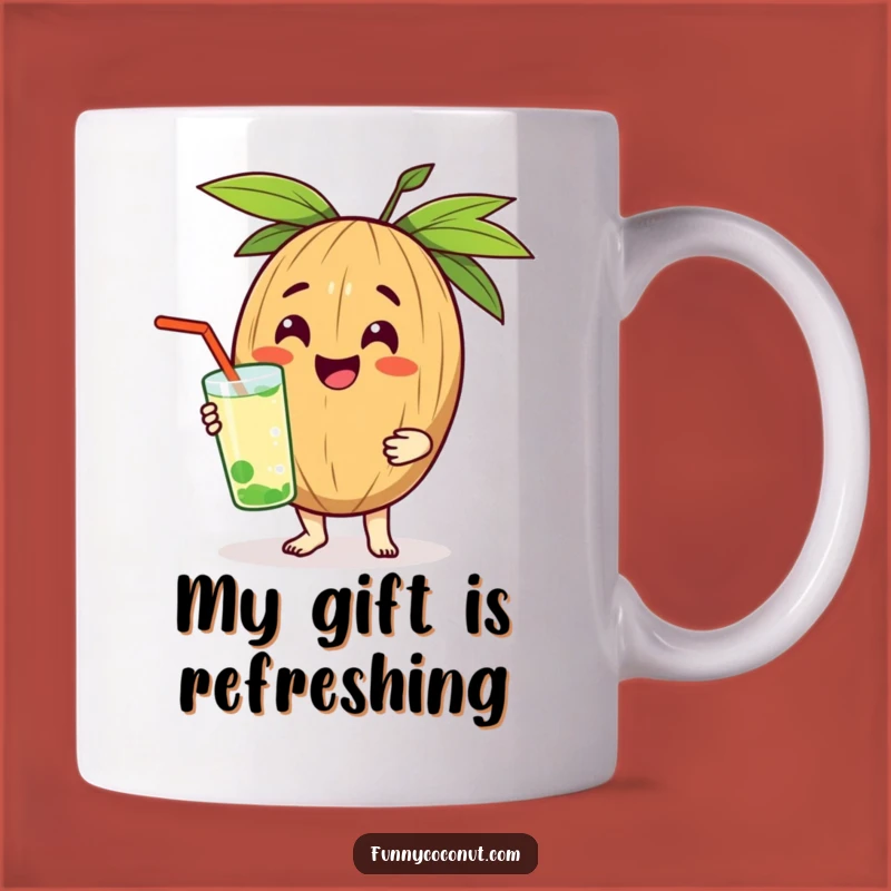 Funny Cheerful Coconut Mug: Refreshing Drink Gift Delivering Joyful Moments