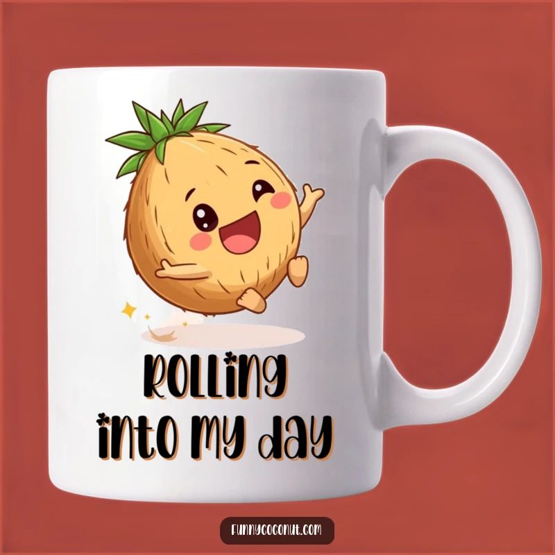 Funny Coconut Roll Mug: Playful Descent, Perfect Funny Gift for Fun Lovers