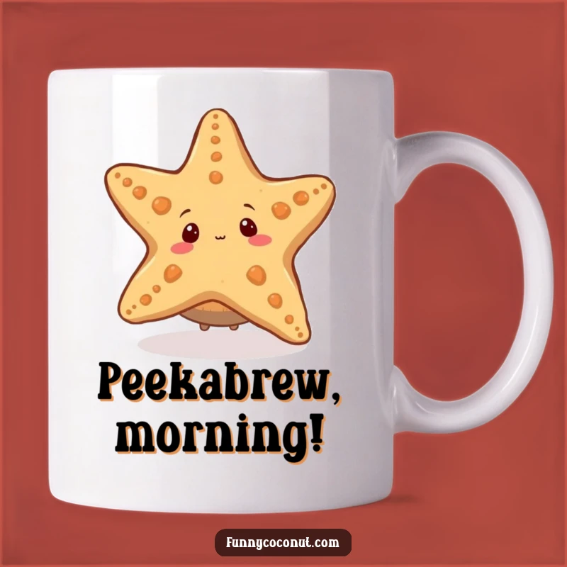 Funny Coconut Starfish Peek Mug: Ocean Humor Surprise, Perfect Funny Gift