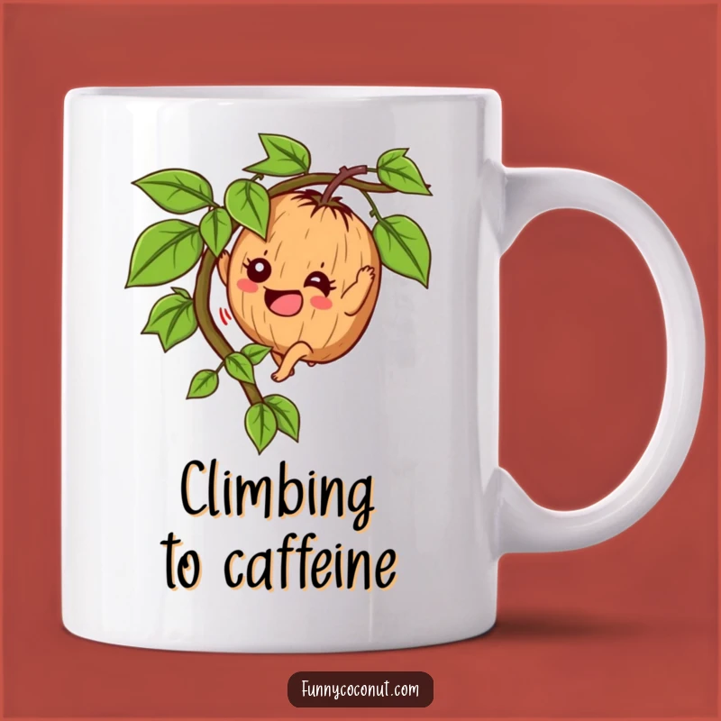 Funny Determined Coconut Mug - Climber's Enthusiasm, Tropical Humor, Perfect Gift