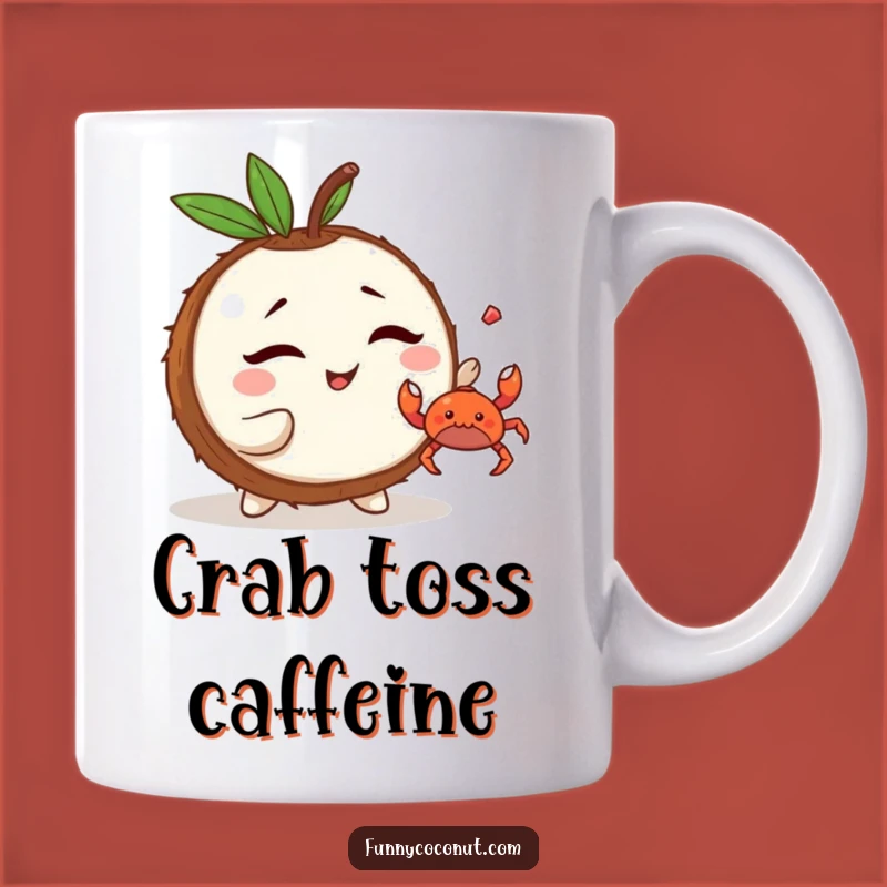Funny Kawaii Coconut Mug - Mischievous Beach Character, Perfect Funny Gift!