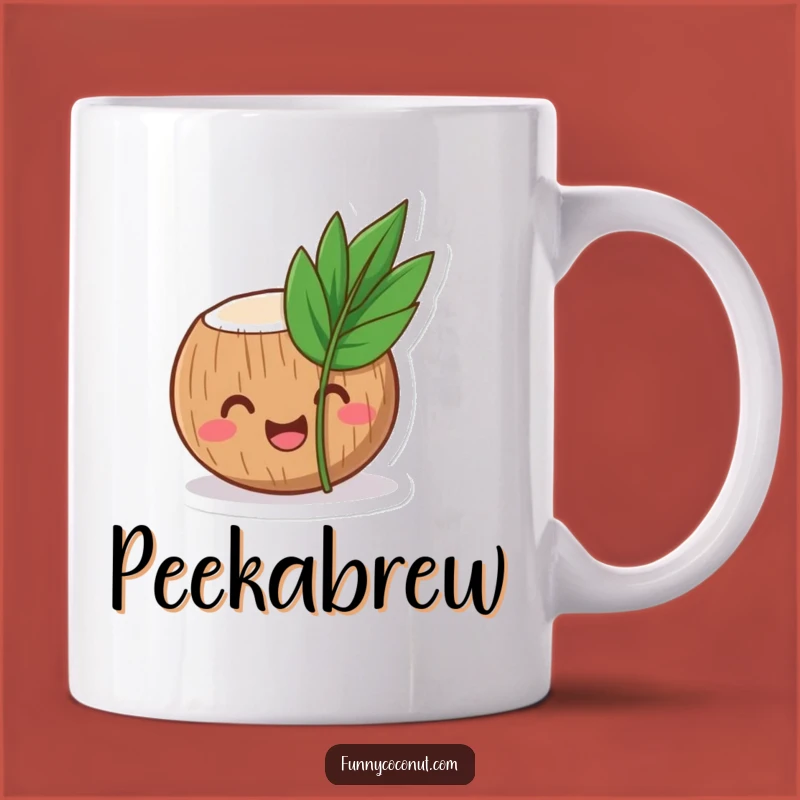 Funny Laughing Coconut Mug: Peek-a-Boo Tropical Character Gift