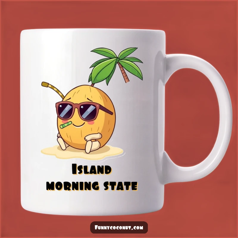 Funny Smiling Coconut Sunglasses Mug - Tropical Vacation Gift