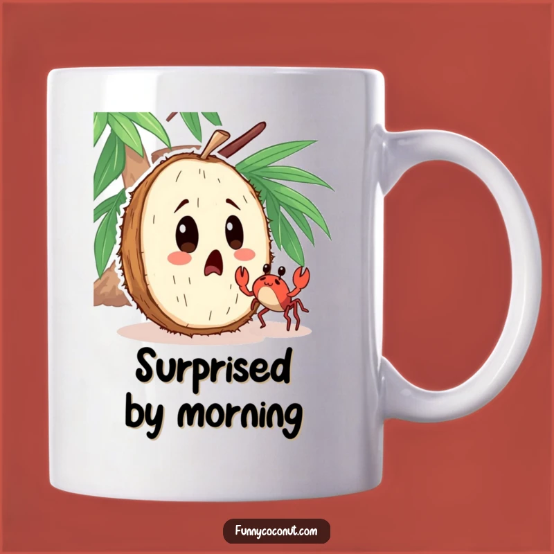 Funny Surprised Coconut Crab Dance Mug: A Hilarious Beach Scene Gift