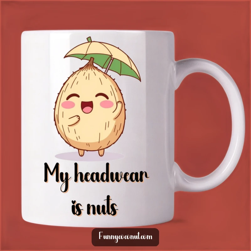 Funny Coconut Giggle Mug: Adorable Character Balancing Umbrella, Perfect Humorous Gift