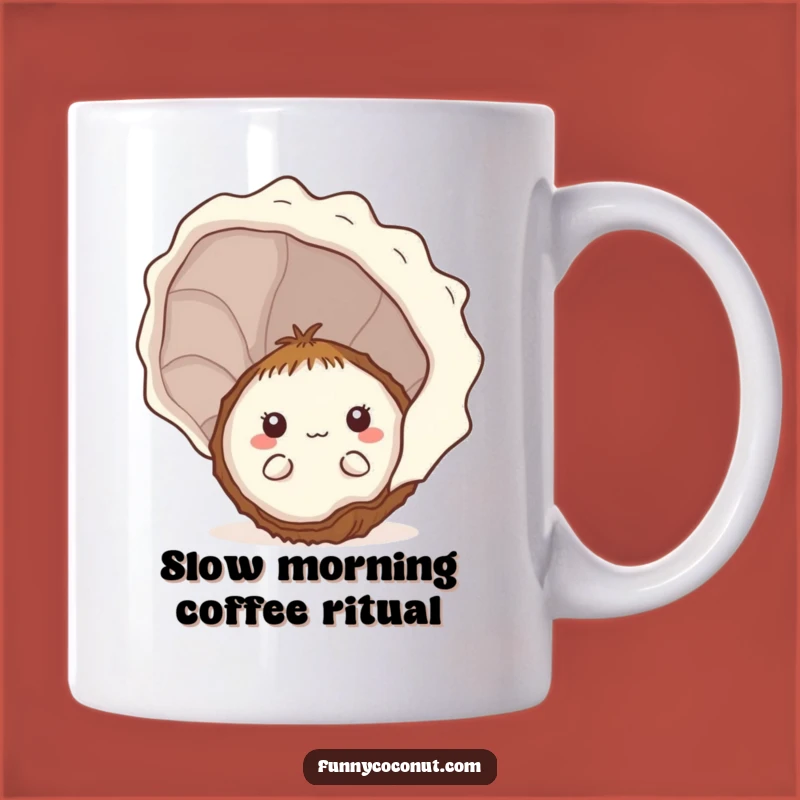 Funny Shy Kawaii Coconut Seashell Mug - Adorable Hiding Surprise Gift