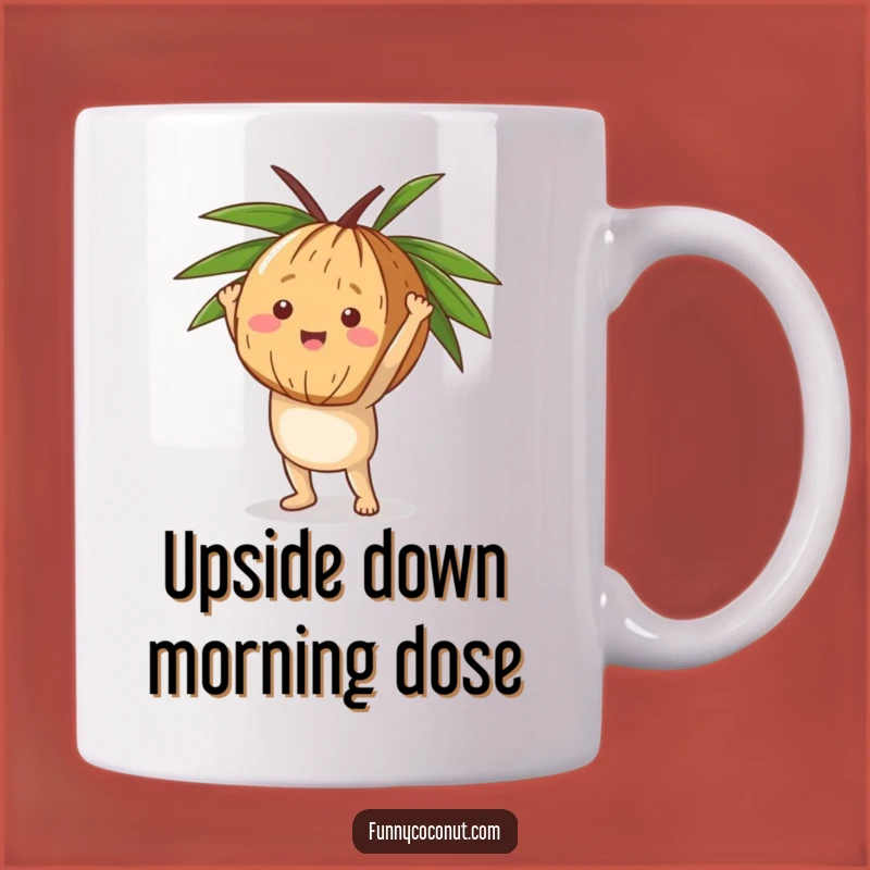Funny Coconut Handstand Mug, Upside Down Tropical Fun, Hilarious Gift
