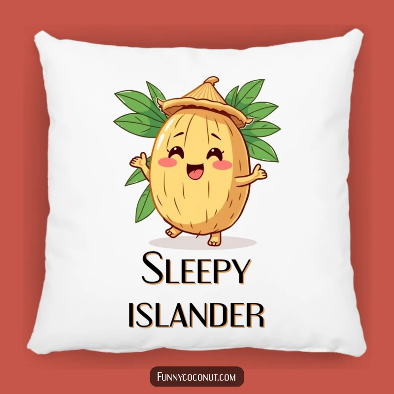 Funny Coconut Jig Pillow: Cozy Up with a Comical Straw Hat Dancing Character