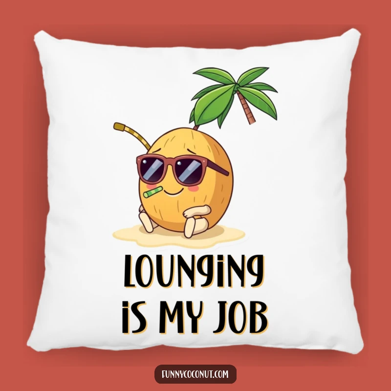 Funny Coconut Sunglasses Pillow - Cozy Tropical Comfort Gift