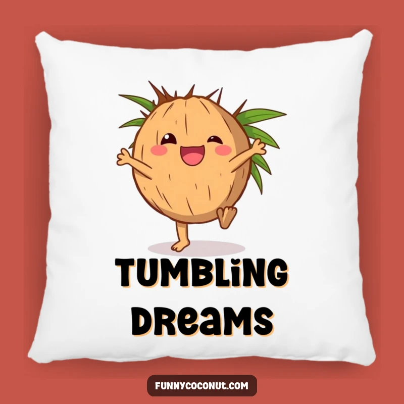 Funny Delighted Coconut Cartwheel Pillow - Comfy & Hilarious Tropical Accent