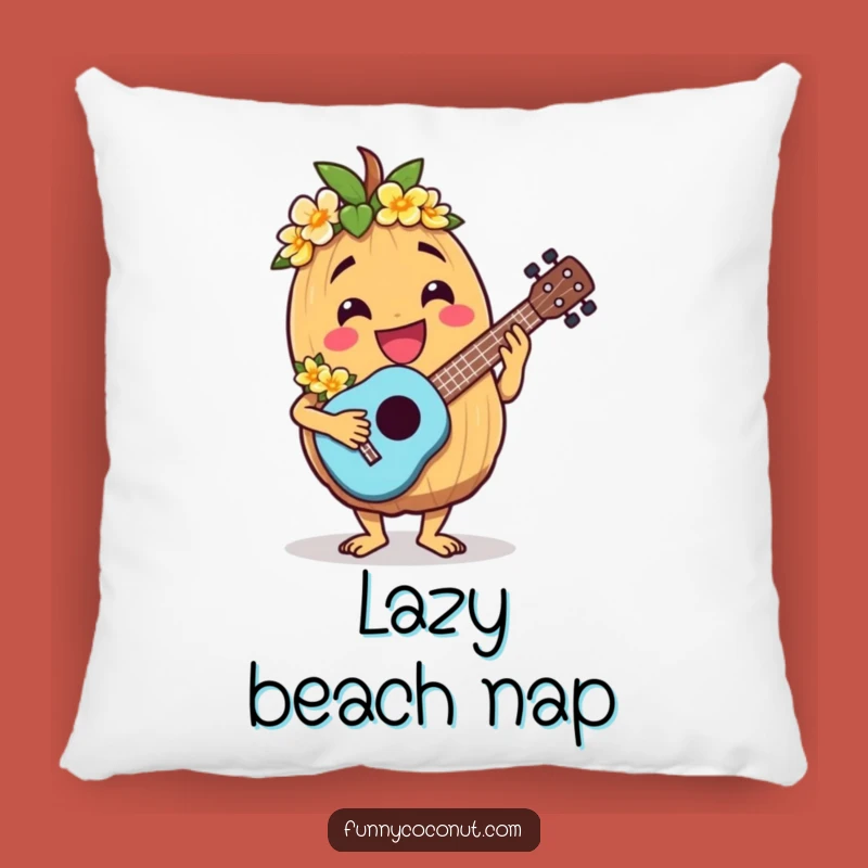 Funny Jovial Coconut Ukulele Pillow - Comfy & Hilarious Tropical Accent