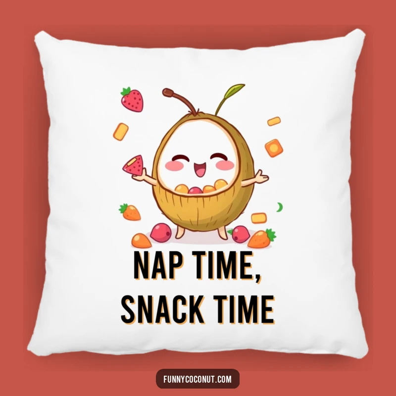 Funny Pillow: Winking Coconut Juggler - Comfy & Hilarious Snack Decor Gift