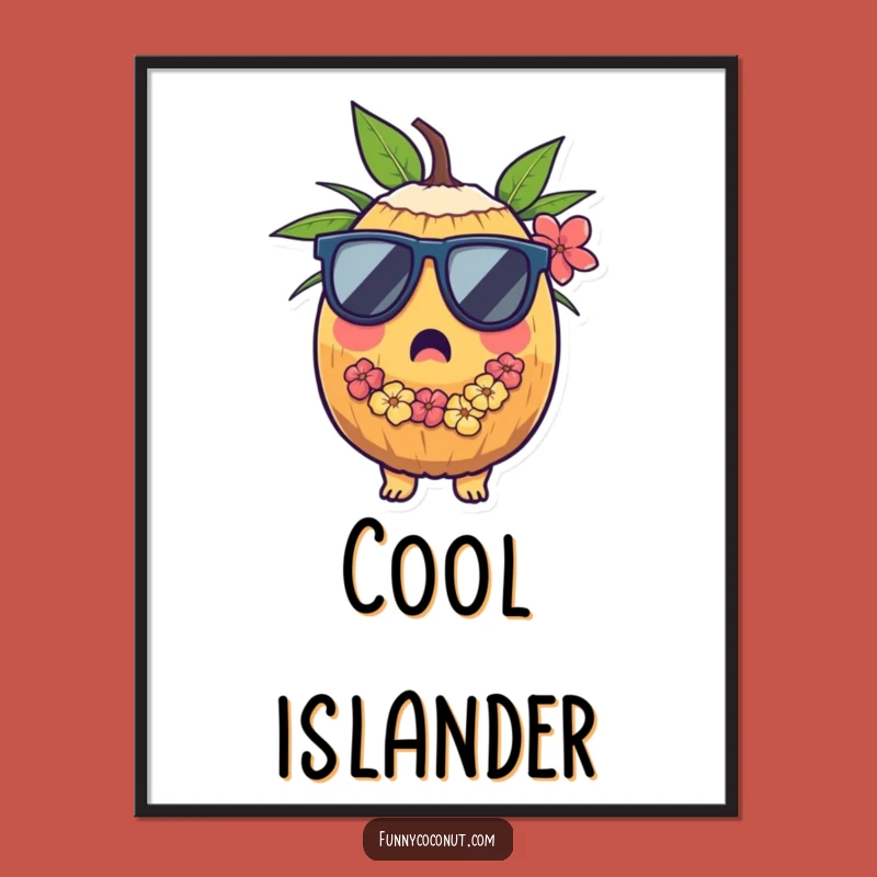 Funny Surprised Coconut Digital Art: Instant Tropical Decor Funny Gift