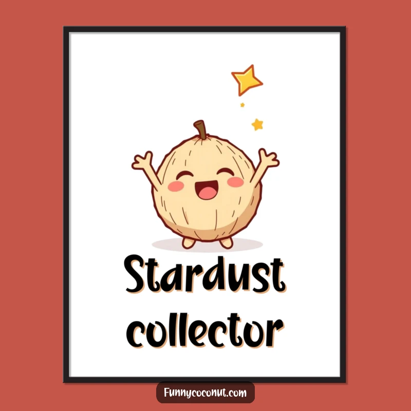 Funny Coconut Digital Art: Delightful Star Catcher Print for Instant Joy