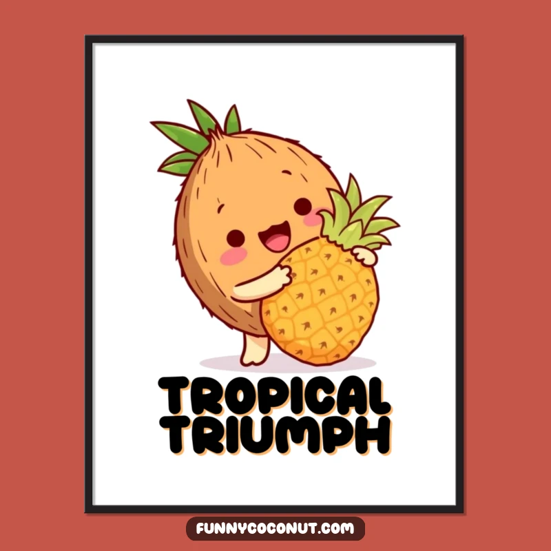 Funny Coconut Digital Art: Tropical Bopping Character Print Gift