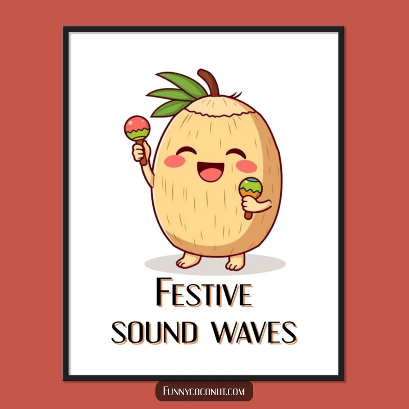 Funny Coconut Maracas Digital Art: Joyful Character Print, Instant Humorous Decor