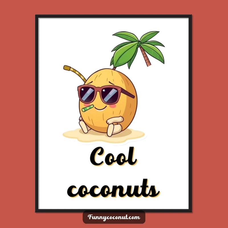 Funny Coconut Sunglasses Digital Art - Tropical Beach Decor
