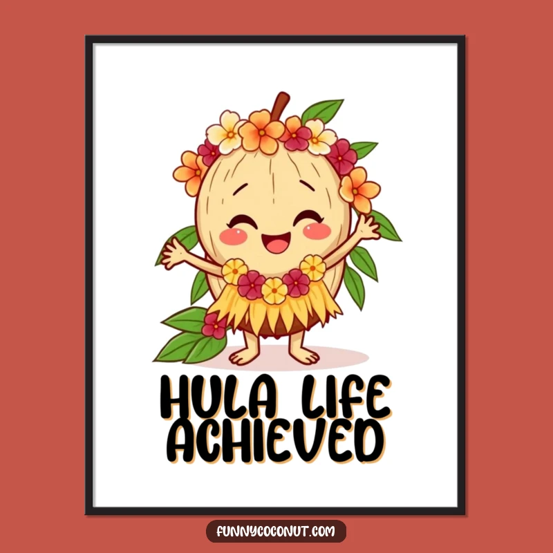 Funny Coconut Digital Art: Hula Dance, Instant Funny Gift Download