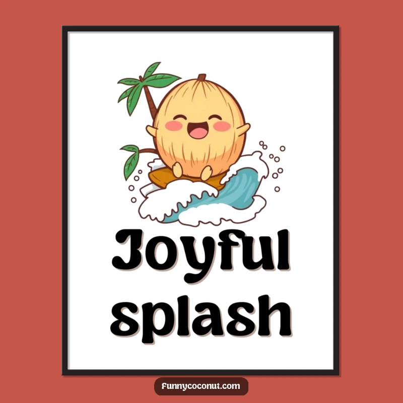 Funny Laughing Coconut Digital Art: Printable Surf Joy Decor