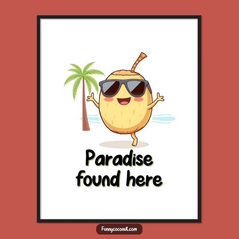 Funny Dancing Coconut Digital Art: Hilarious Beach Vibes Wall Decor Gift