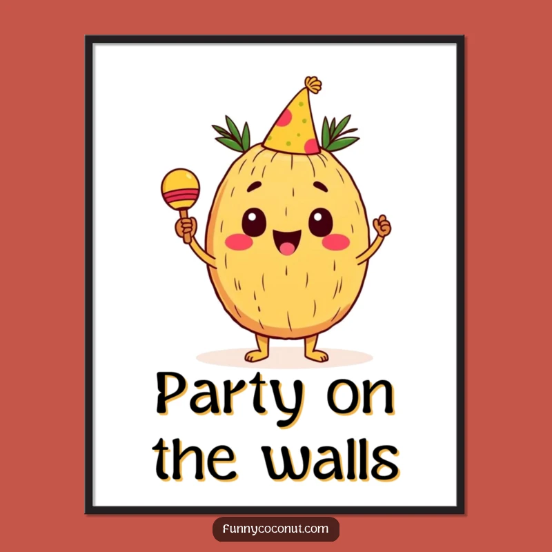 Funny Coconut Digital Art: Cheerful Party Character, Instant Fun, Hilarious Gift!