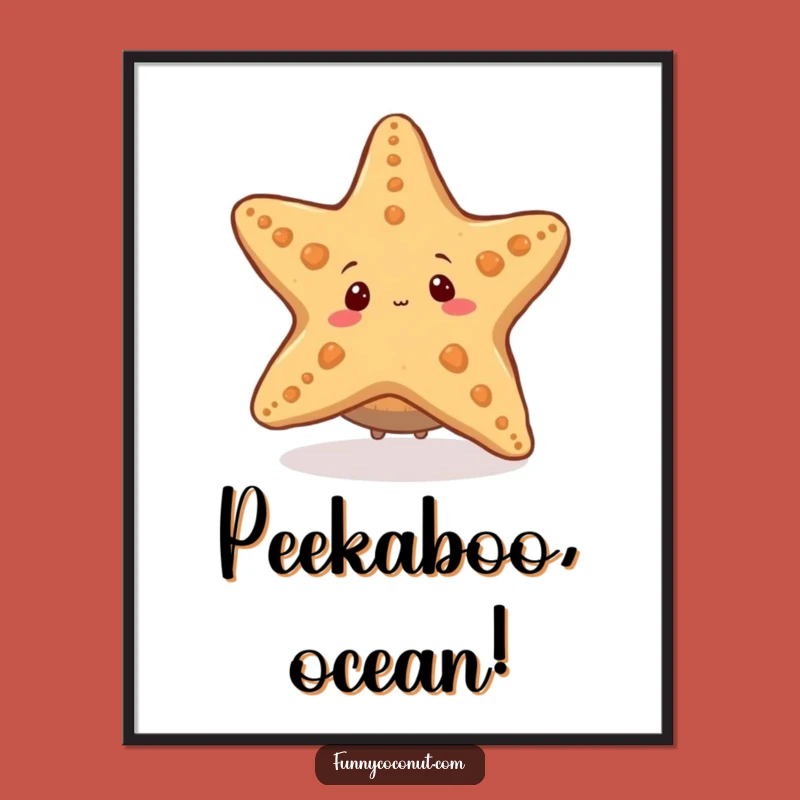 Funny Coconut Starfish Digital Print: Instant Ocean Wall Decor