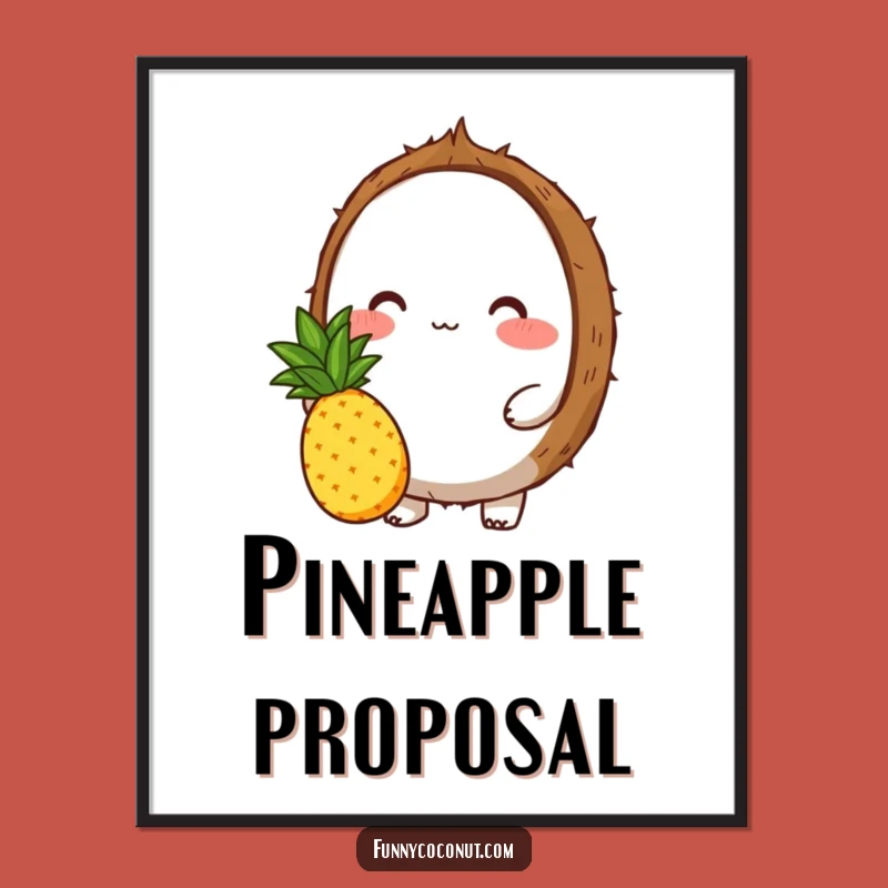 Funny Coconut Pineapple Digital Print: Instant Sweet Tropical Decor