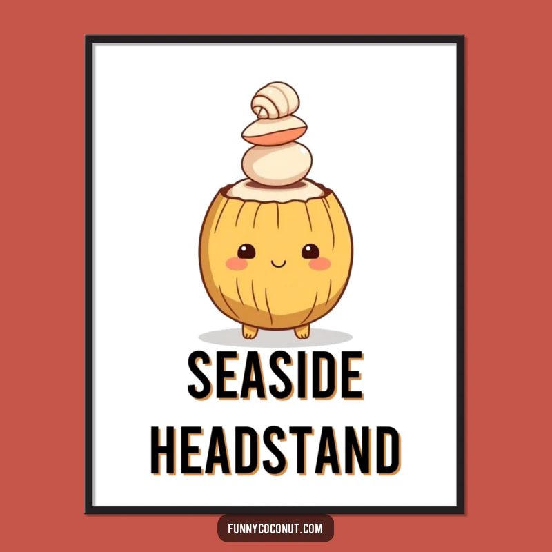 Funny Coconut Seashells Digital Print: Instant Tropical Wall Decor