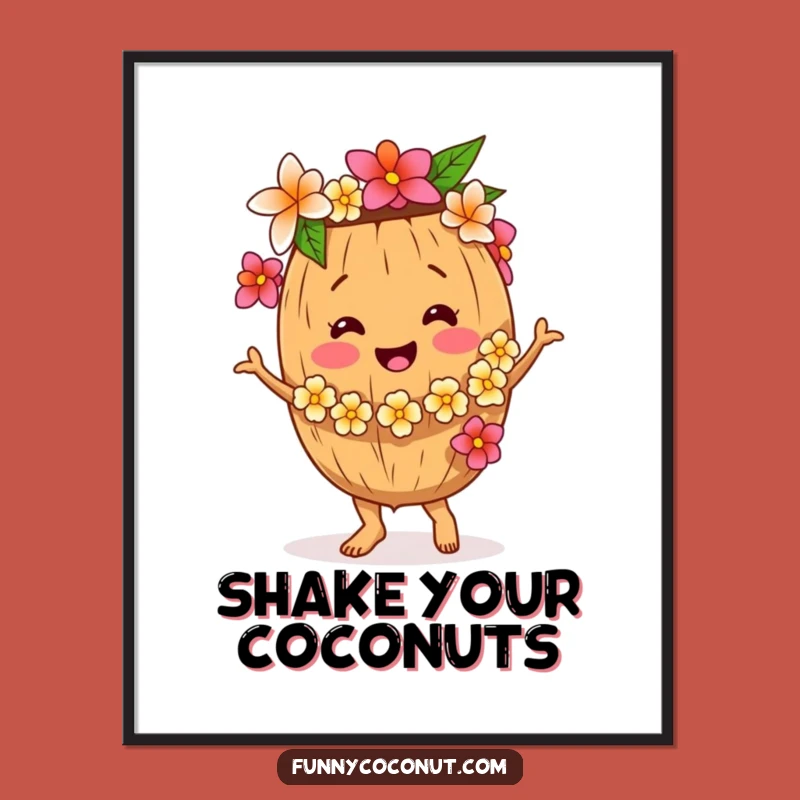 Instant Funny Coconut Dancer Digital Print: Festive Art for Your Space