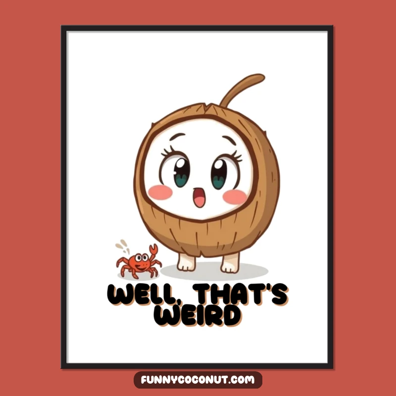 Funny Surprised Coconut Digital Art: Instant Shocking Decor for Your Walls Gift