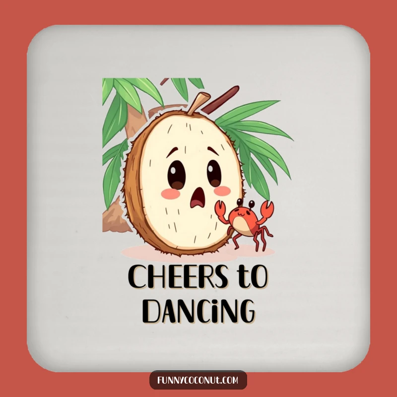 Funny Surprised Coconut Coaster: Protect Surfaces with Beachside Fun Gift