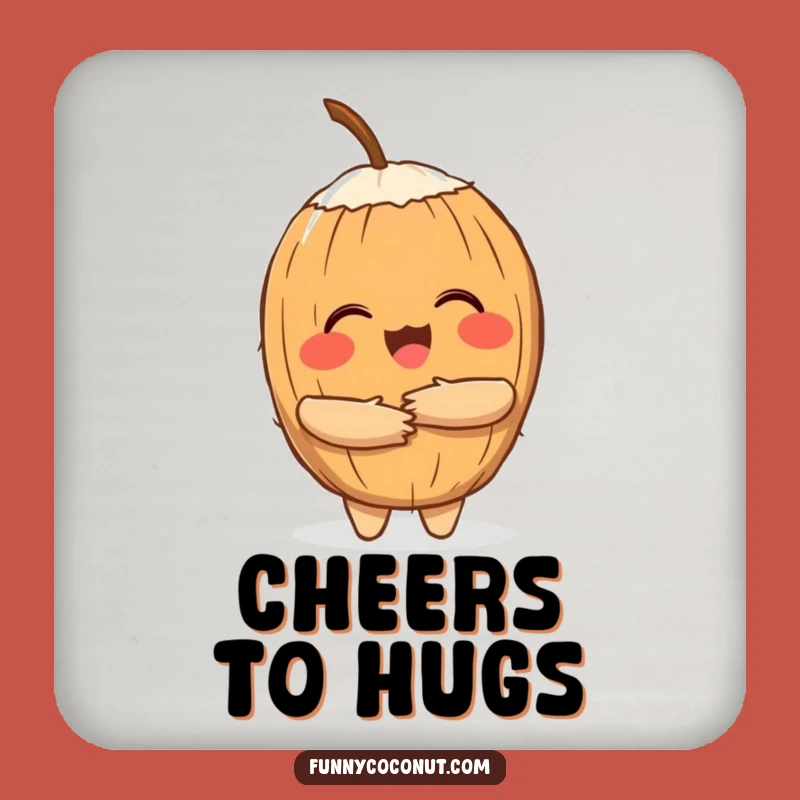 Funny Coconut Hug Coasters: Protect Surfaces with Tropical Warmth Funny Gift