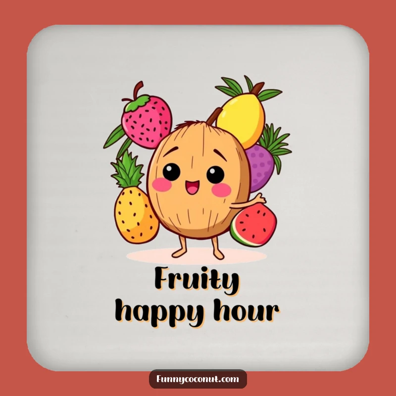Funny Giggling Coconut Coaster: Protect Surfaces with Tropical Fruit Juggling Style Gift