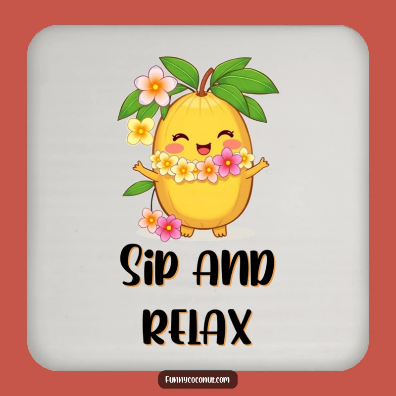 Funny Coconut Lei Coaster: Delighted Welcome, Perfect Bar Accessory