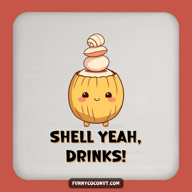 Funny Coconut Seashells Coaster: Protect Surfaces with Tropical Humor