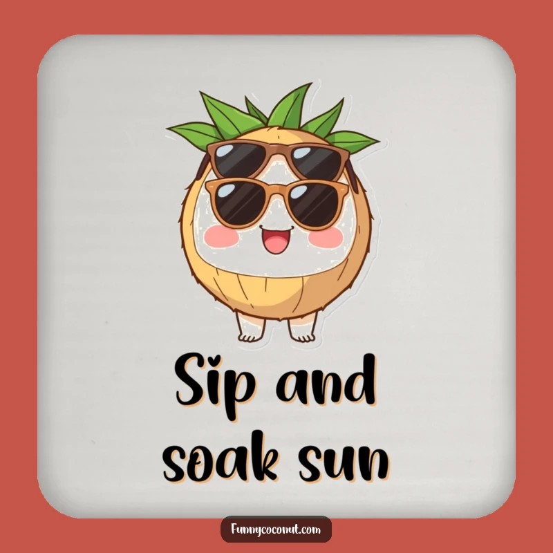Funny Coconut Sunglasses Coaster: Protect Surfaces with Tropical Fun
