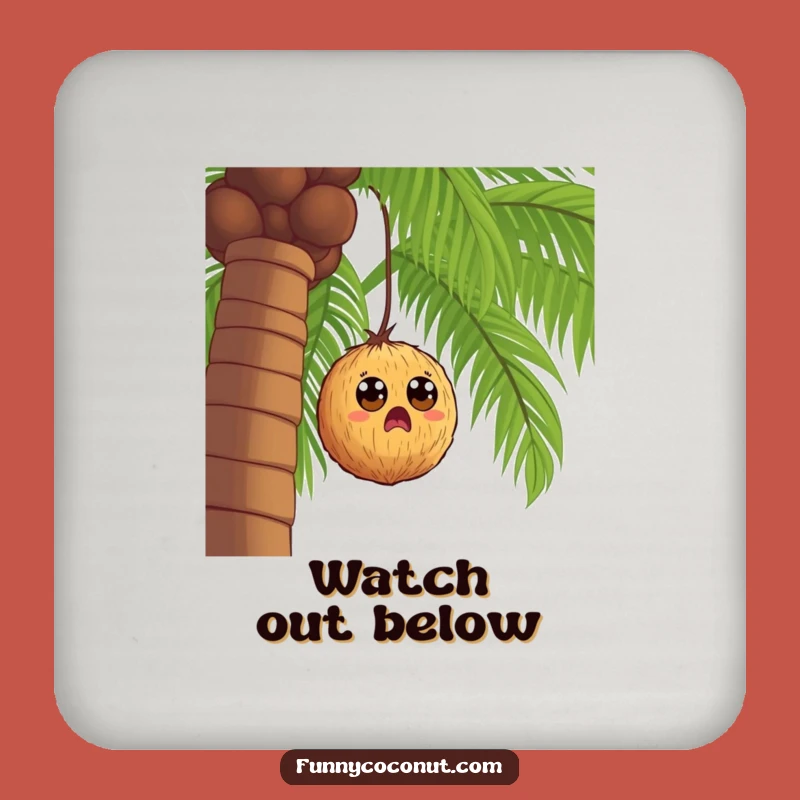 Funny Falling Coconut Coaster: Hilarious Tropical Drink Decor Gift